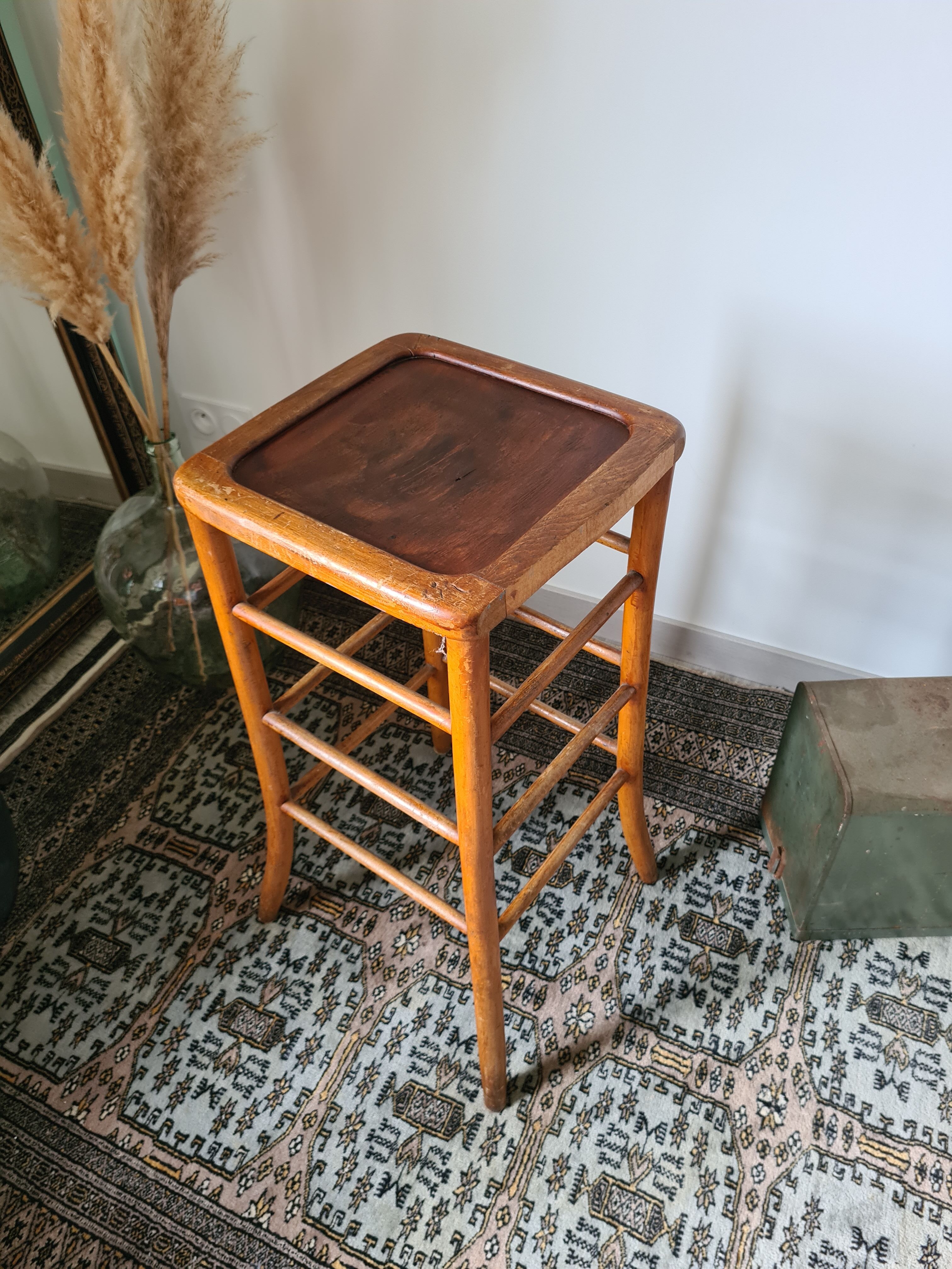Vintage solid wood high stool