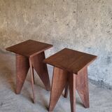 Paire tabourets  bois massif