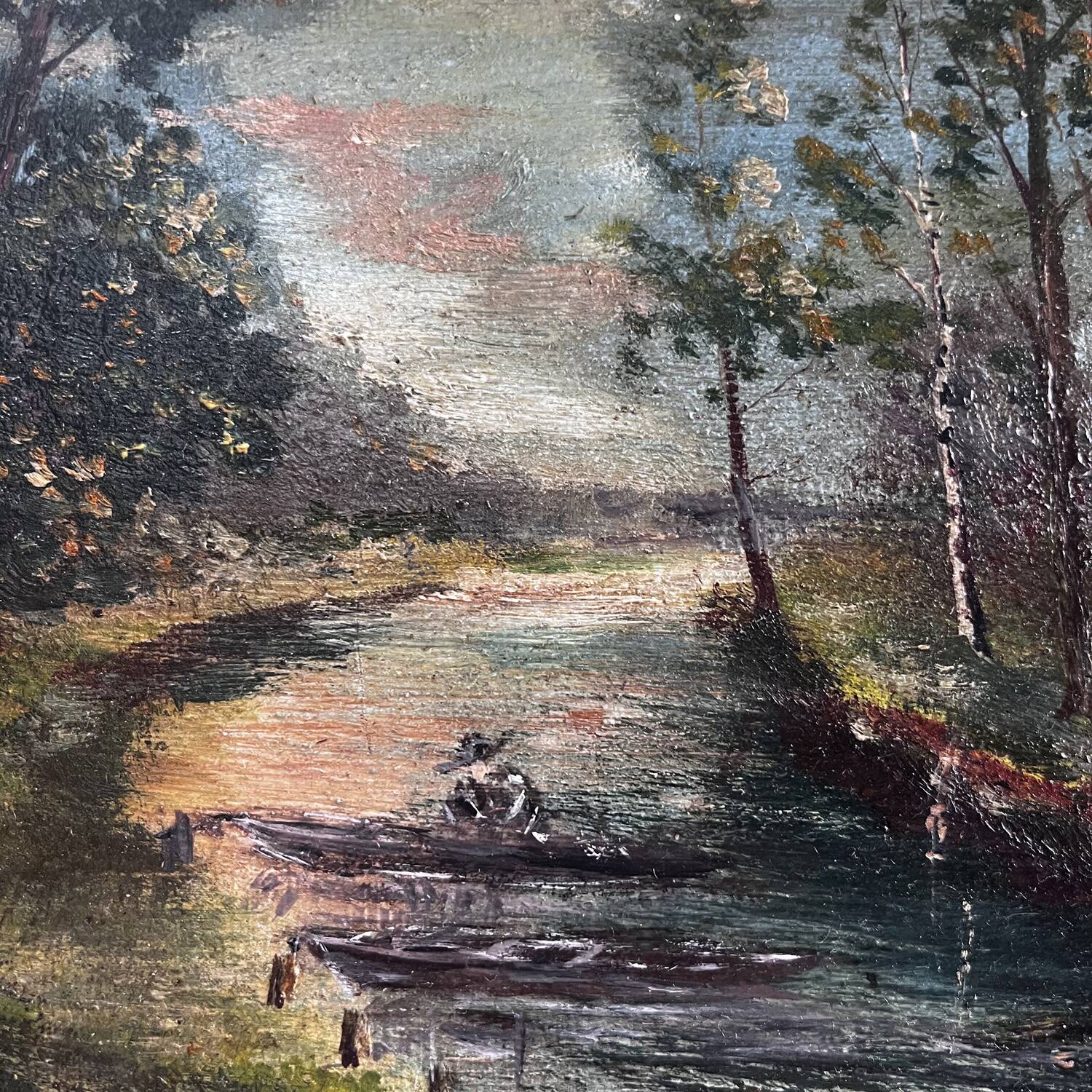 Tableau 1912 "A la pêche" signé Bourgeois