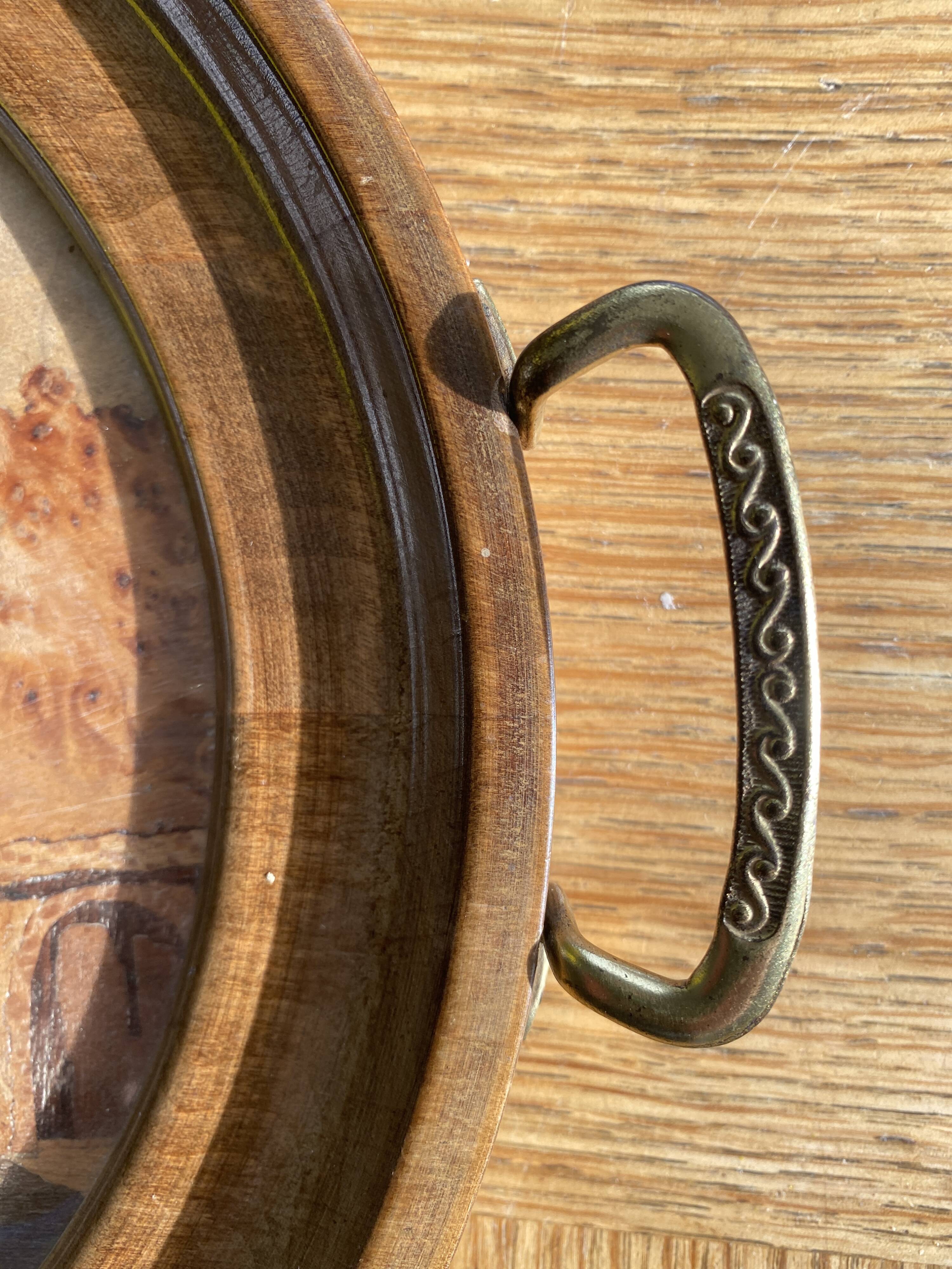 Service tray in marquetry