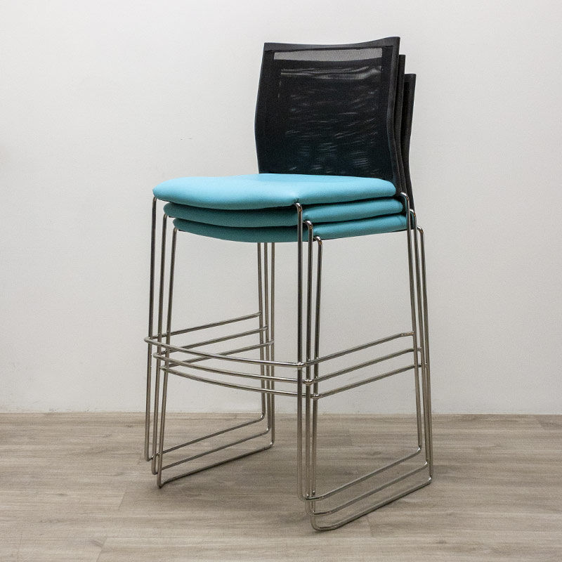 Majencia stool in blue imitation leather