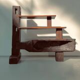 Vintage Brazilian folk art handmade wall cabinet in Cumaru wood, 1960s