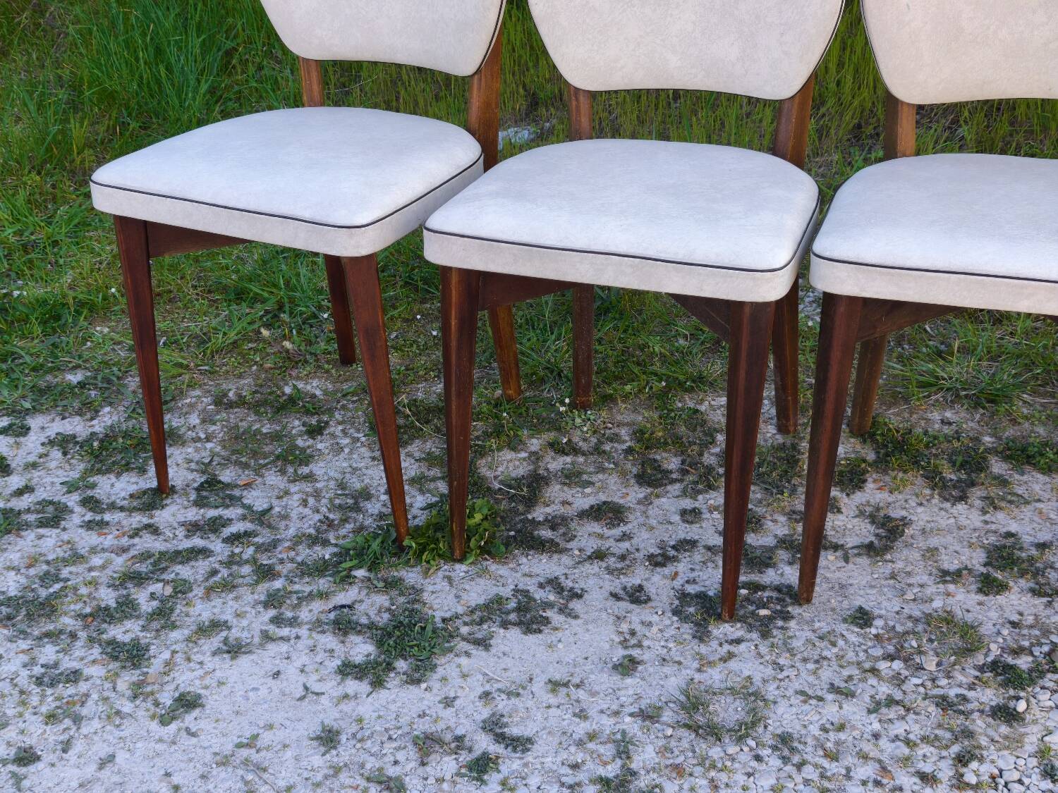 Set of 4 vintage Scandinavian design chairs – 1960s/70s – stained wood