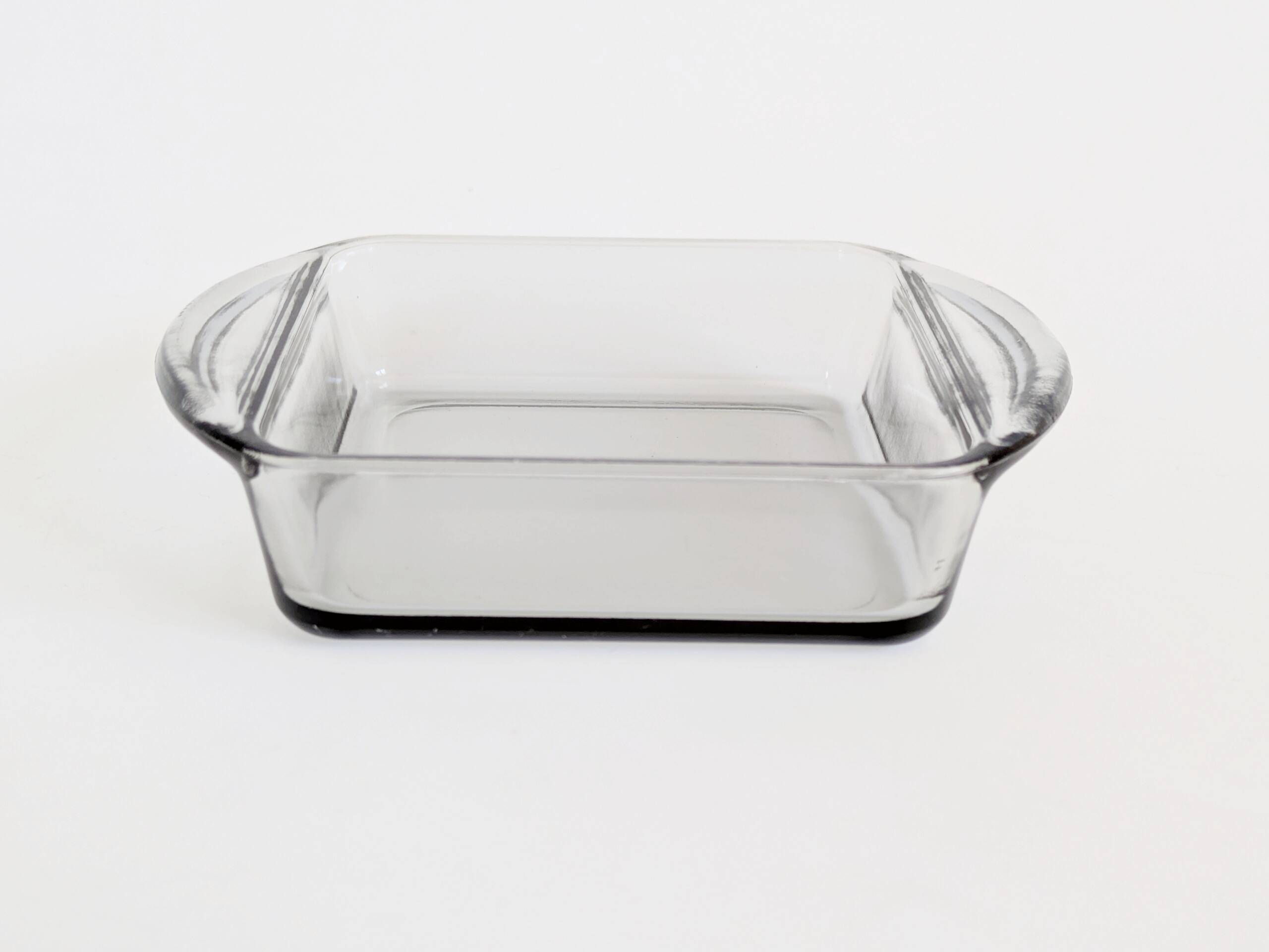 Danish vintage service teak tray, smoked glass bowls, spoon fork.