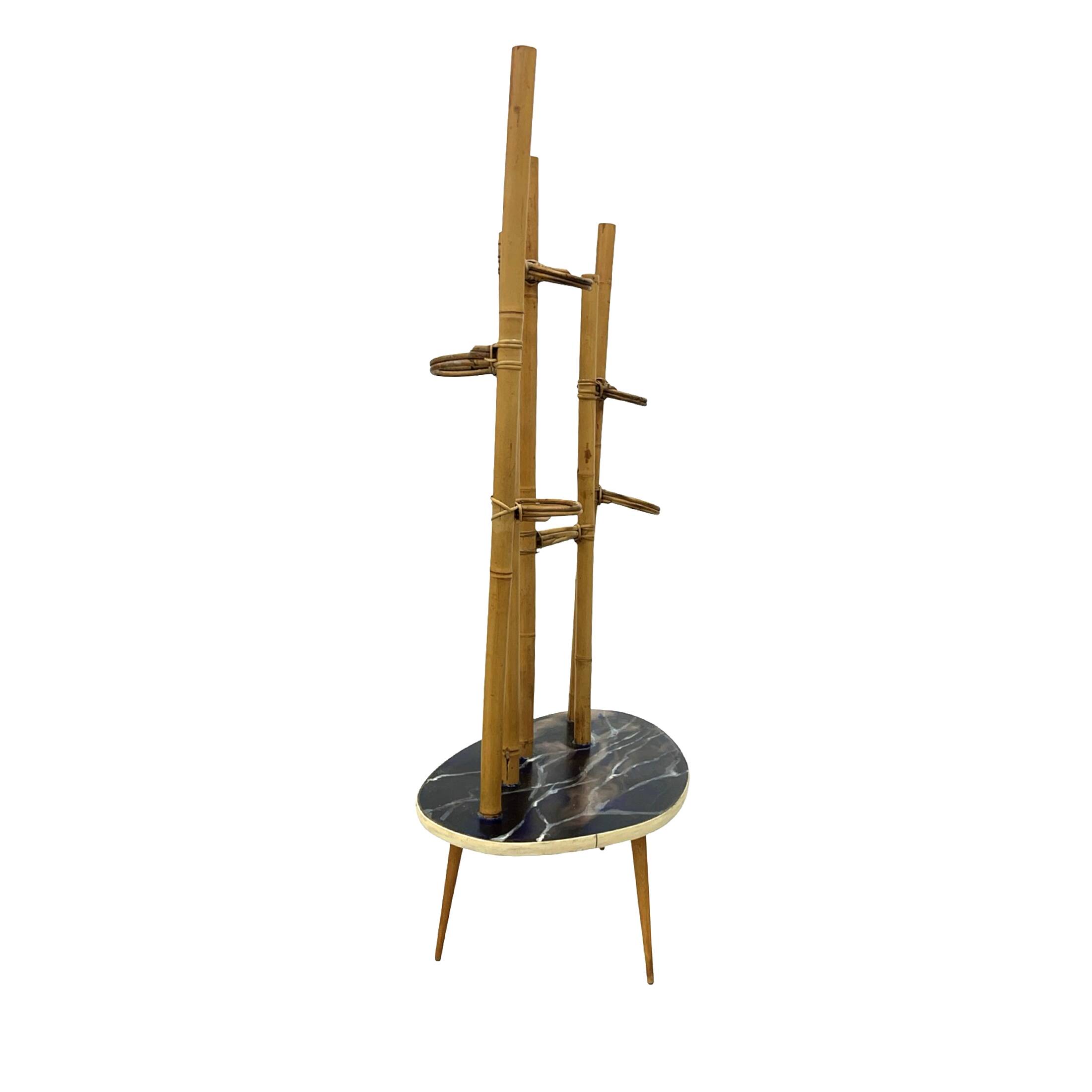 Mid-Century Modern Plant Stand – Europe, 1960s-1970s, Bamboo & Artistic