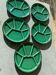 Many glazed stoneware compartment plates.