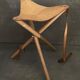 Tabouret pliant cuir et bambou 1970