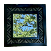 Superbe miroir contemporain métal et céramique géométrique