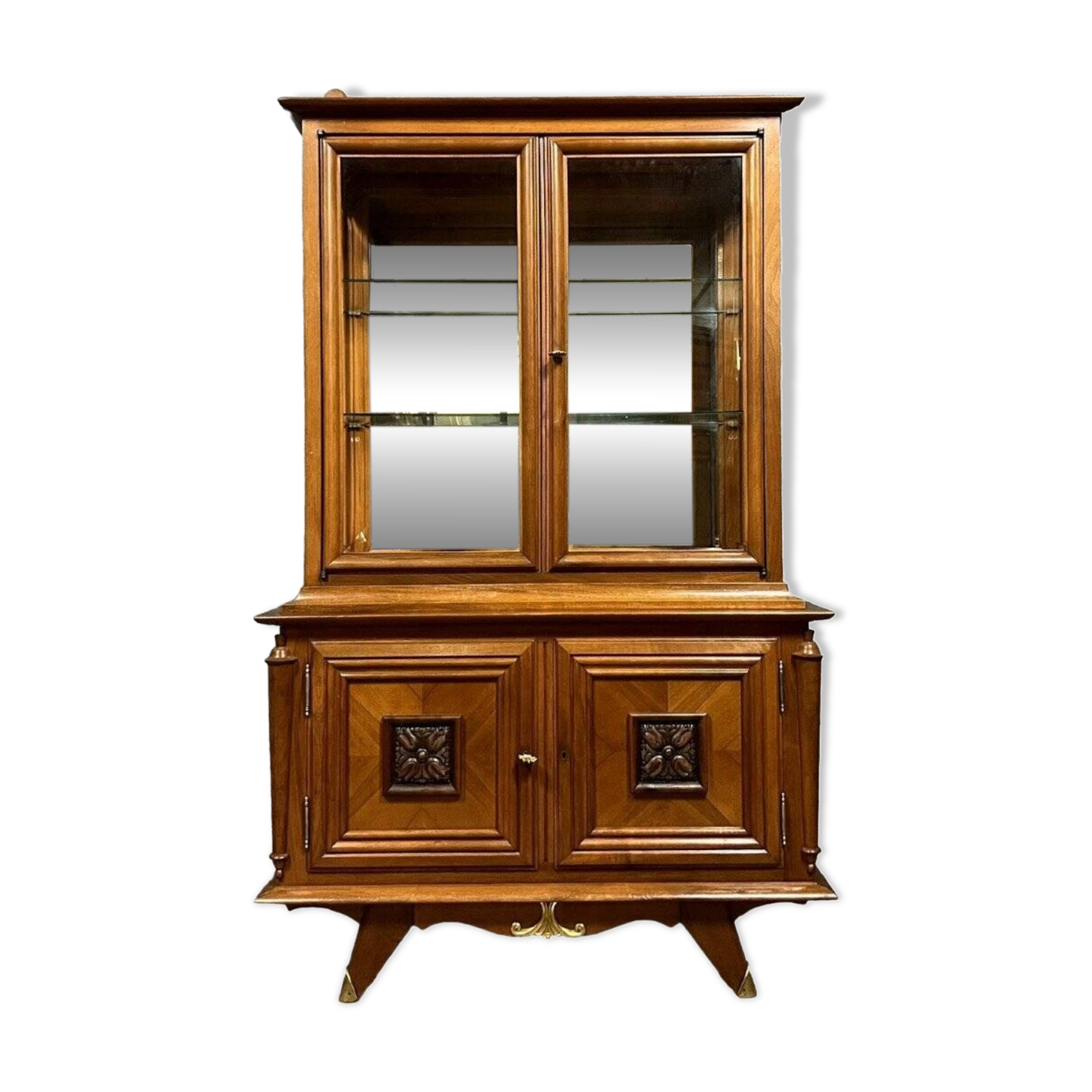 magnificent Art Deco period bookcase in light walnut circa 1930-1940