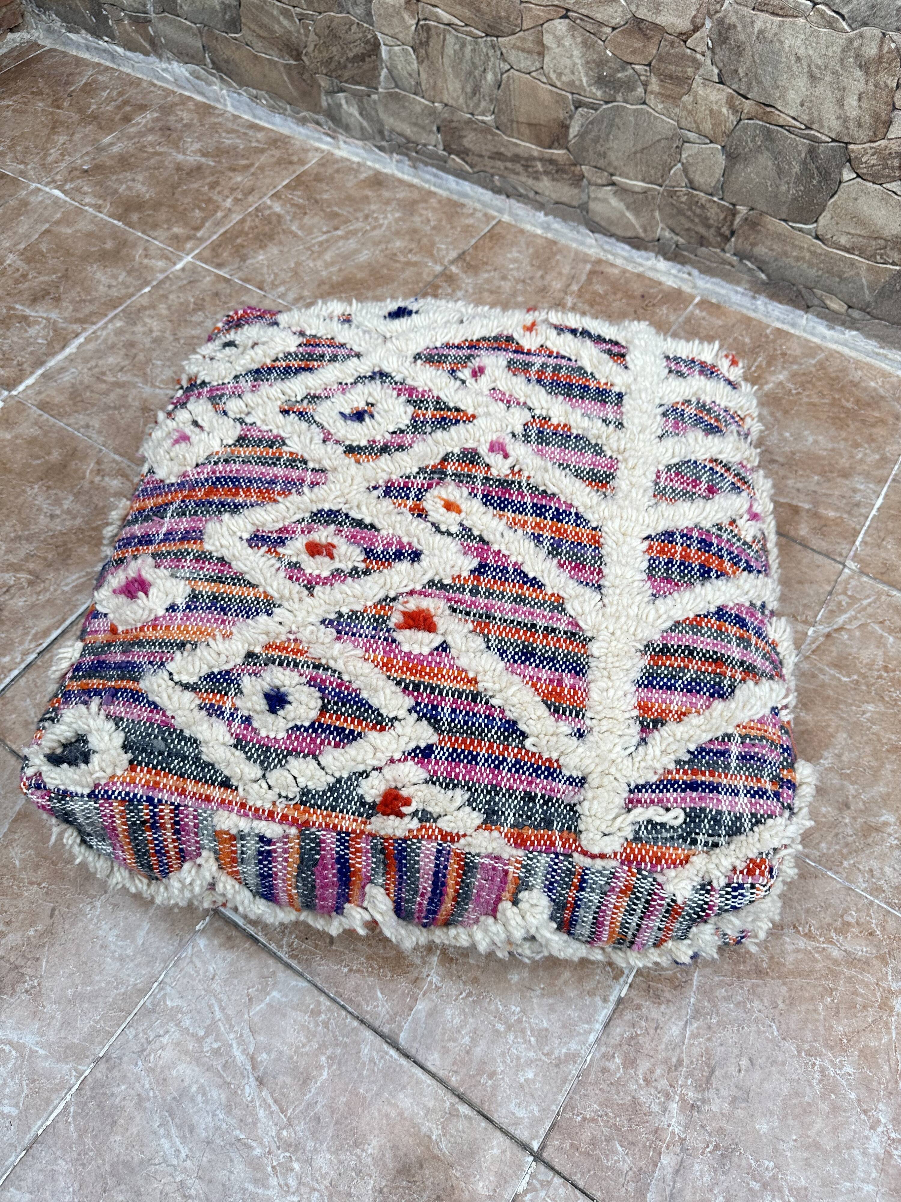 Handmade Berber Kilim pouf, floor cushion