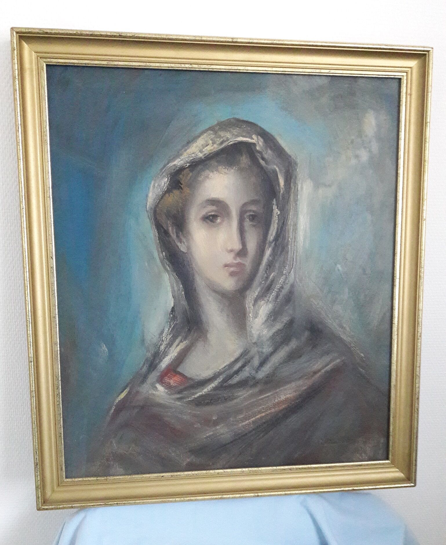 Portrait painting woman signed