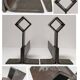 Paire de chenets modernistes acier design années 70/80