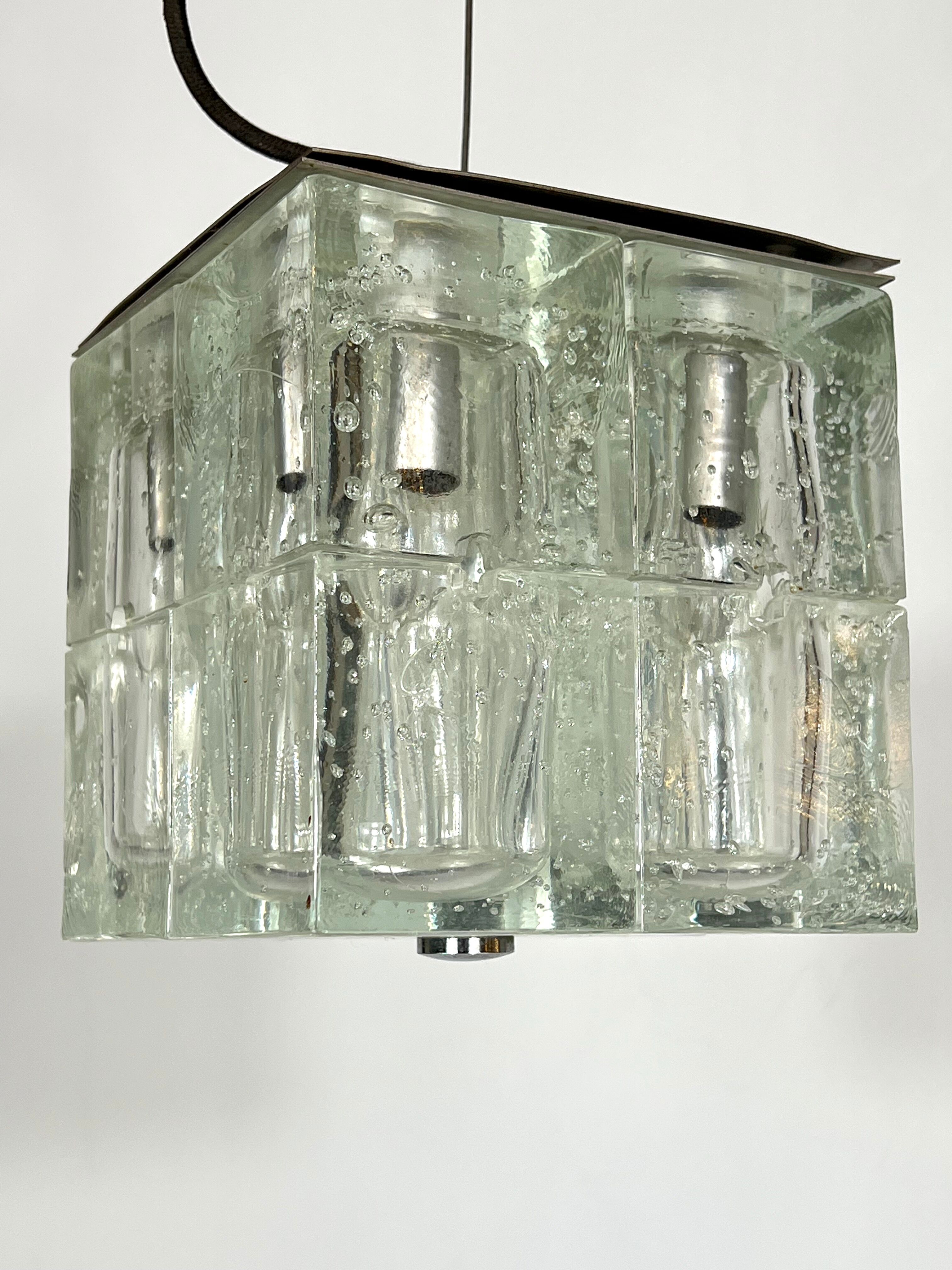 Poliarte, clear Murano glass pendant from 70s