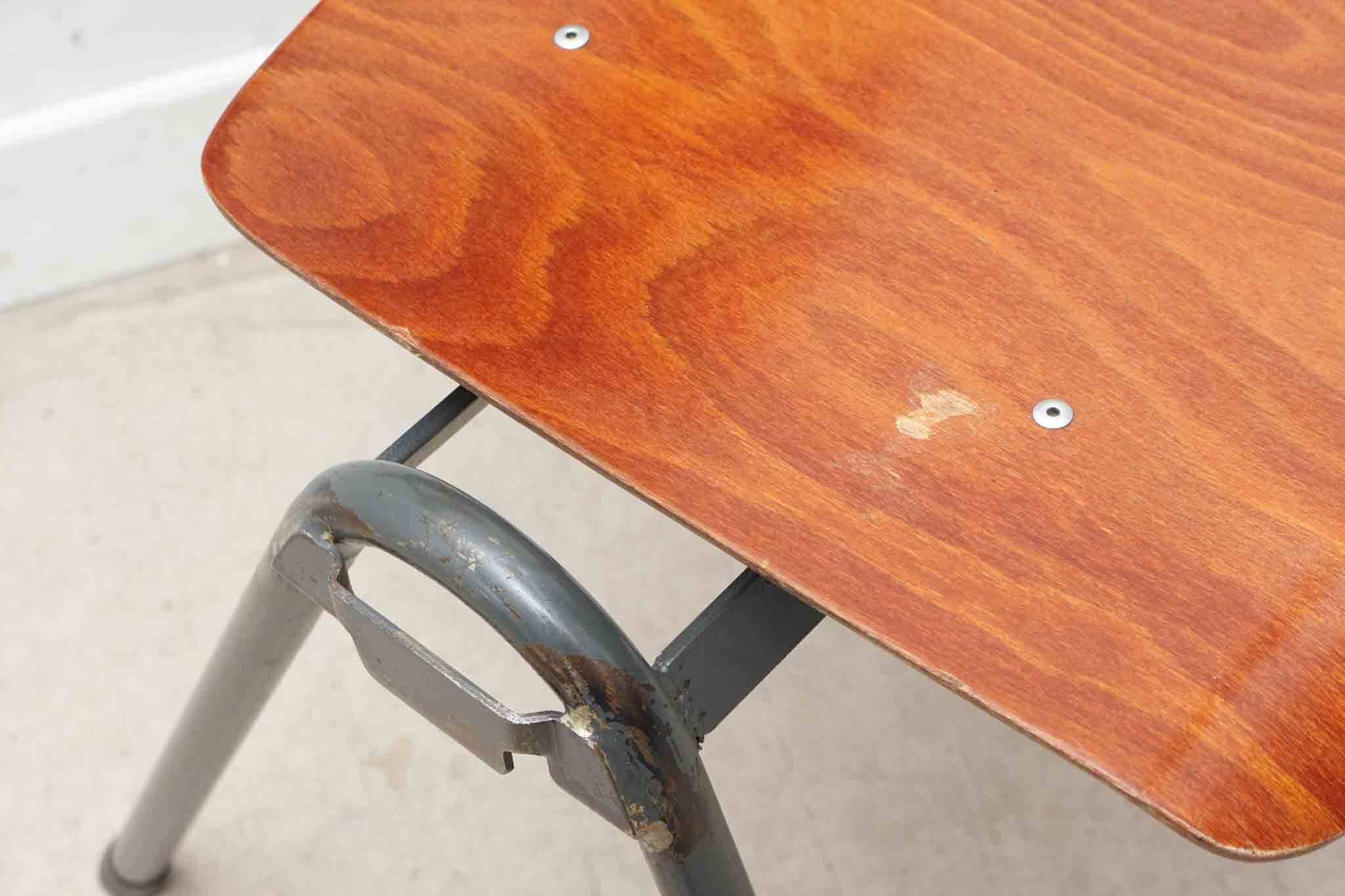 Eromes oak and grey-green chair with hooks