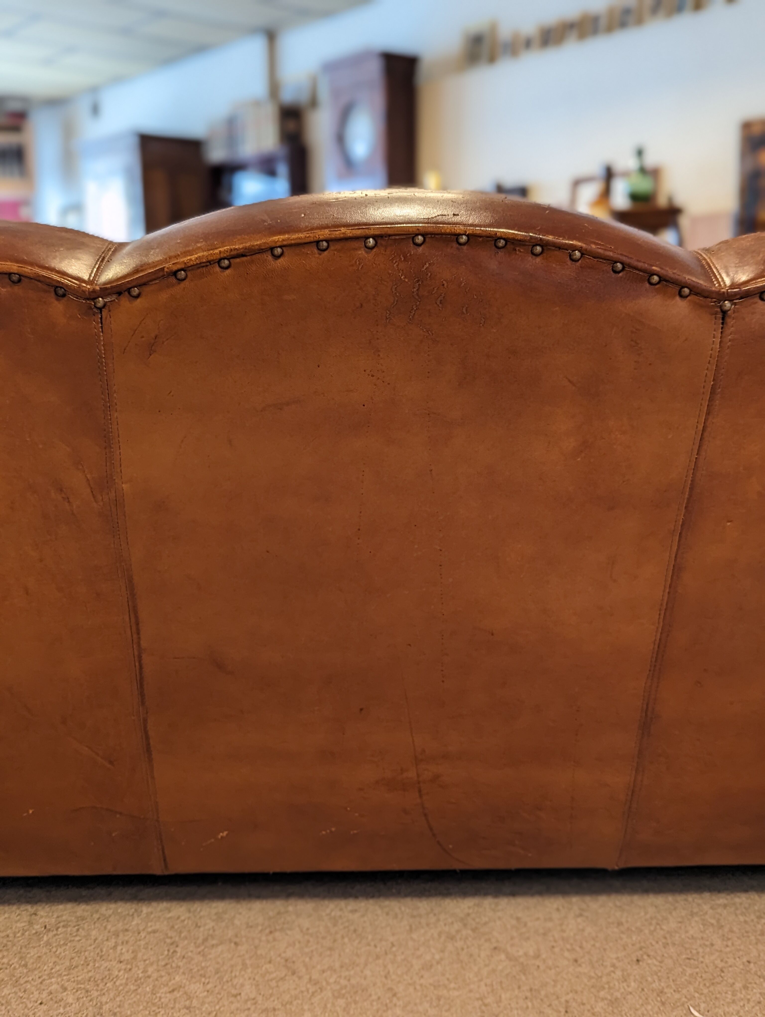 Leather club 3 places sofa 50s