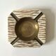 Italian ashtray in ivory zebra resin and brass, 1970s design.