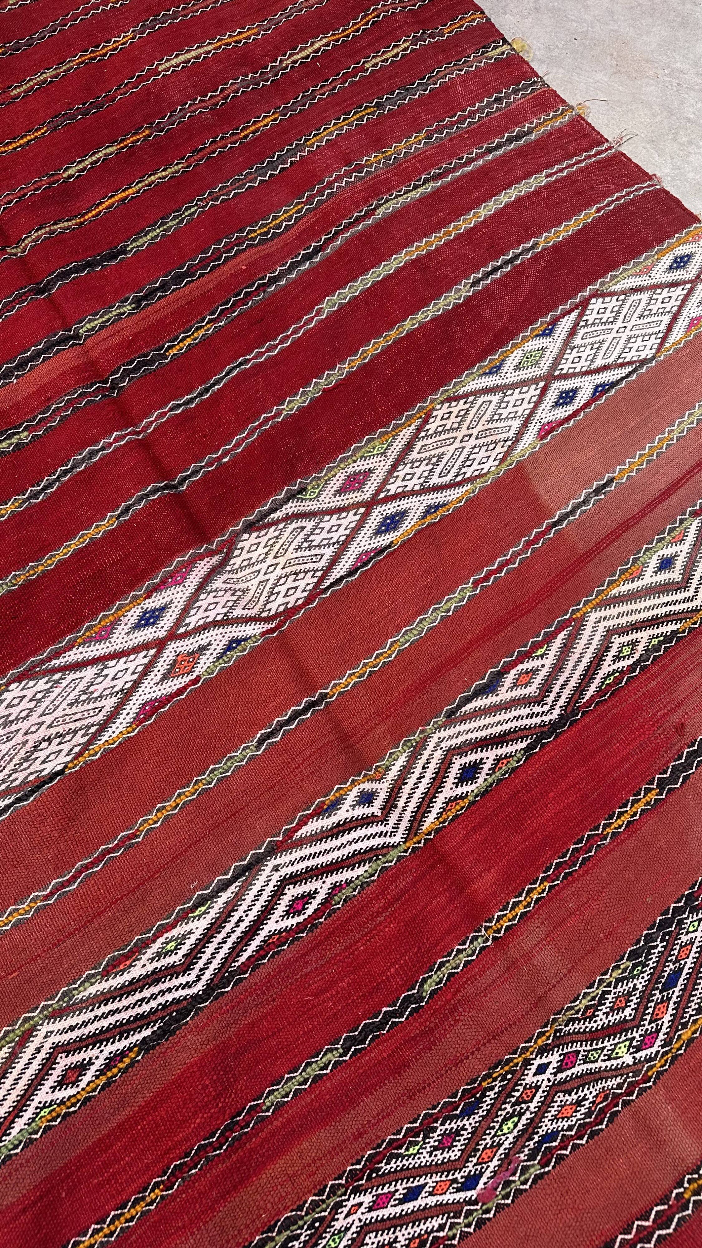 Moroccan kilim zemmour rug - 386 x 168 cm
