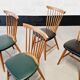 6 scandinavian wood & vinyl chairs, 1960s
