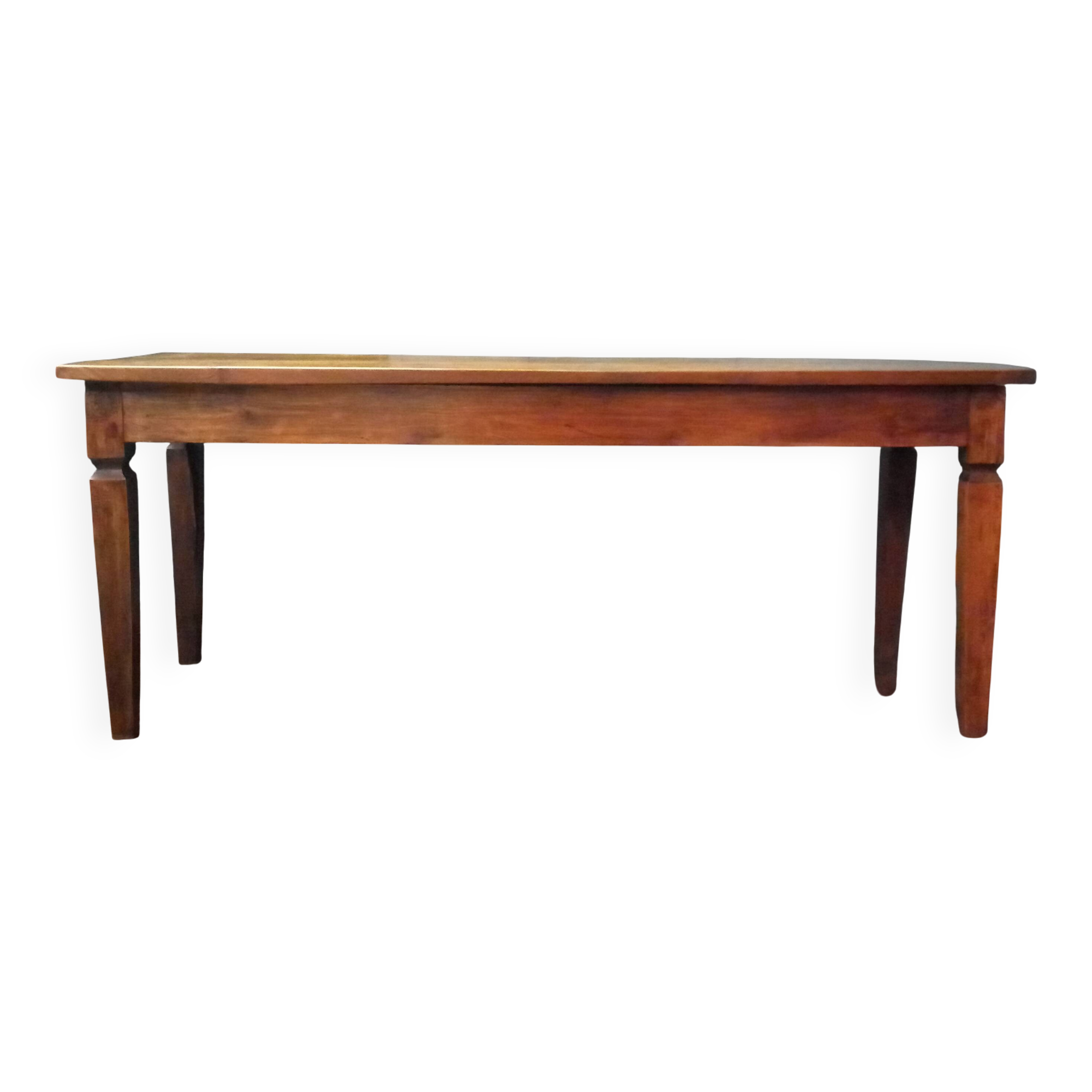 Table de ferme française antique en bois fruitier