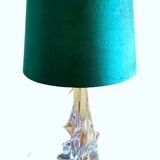 Lampe Cristallerie Lorraine Lemberg-Les-Bitche avec un abat-jour en velours
