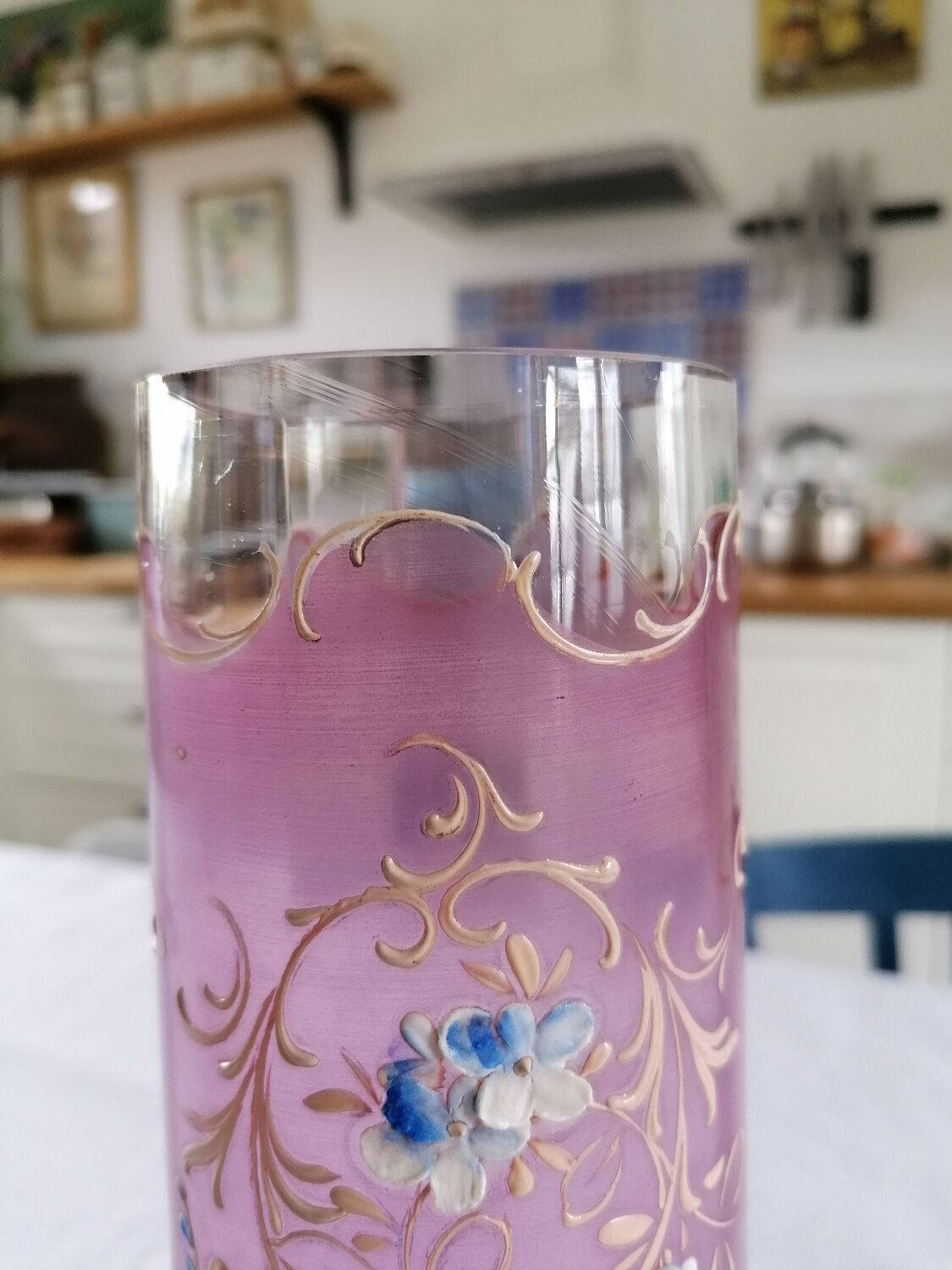 Enamelled roller vase