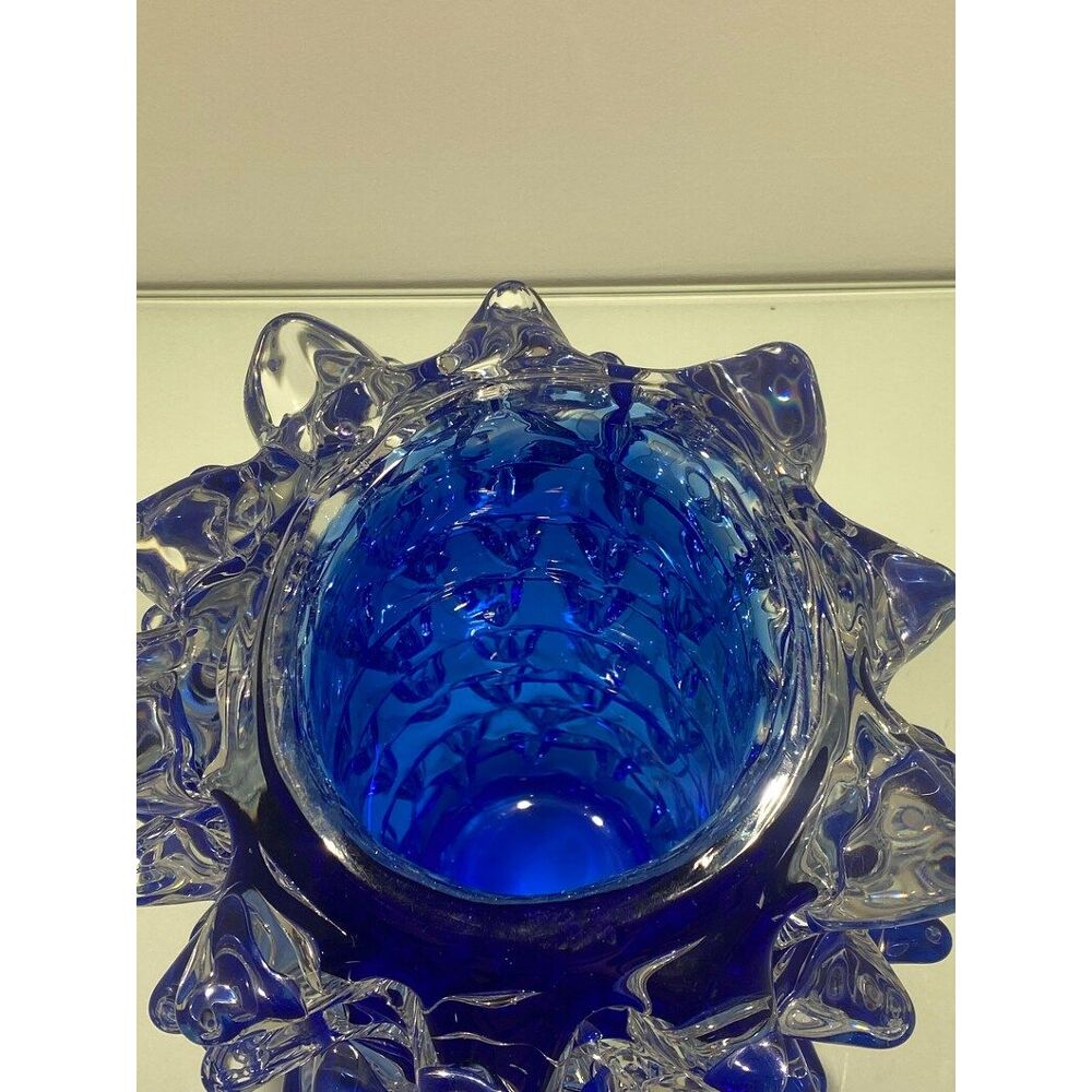 Rostrato blue murano glass vase