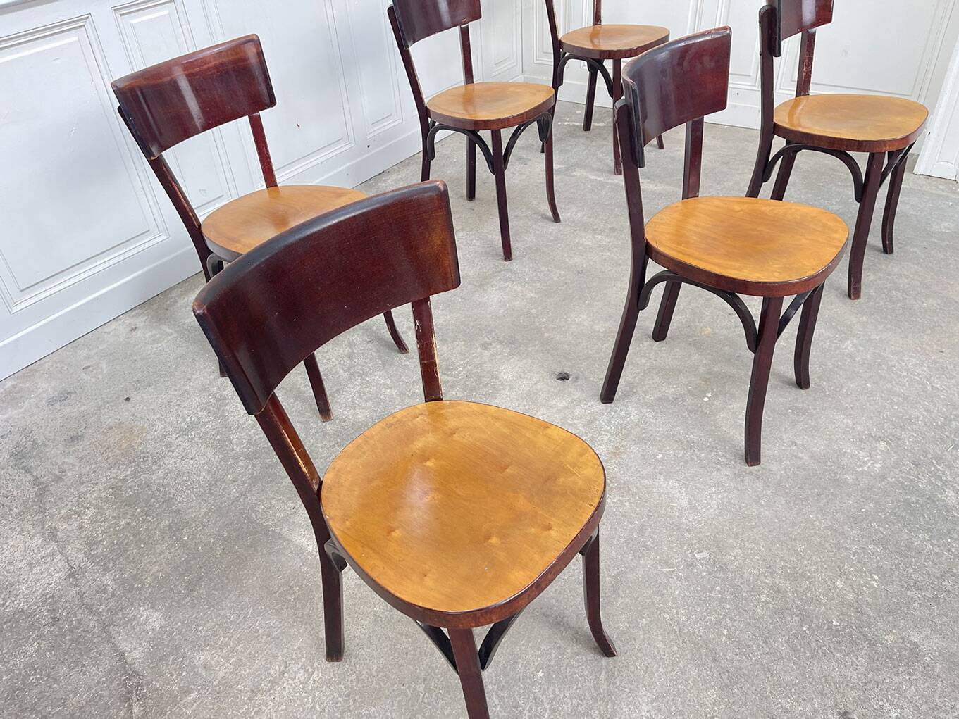 6 Baumann "Etienne" bistro chairs, 1950