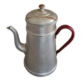 Old enamelled coffee maker in red handle aluminum