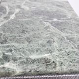 Green nesting coffee table with marble top and iron frame
