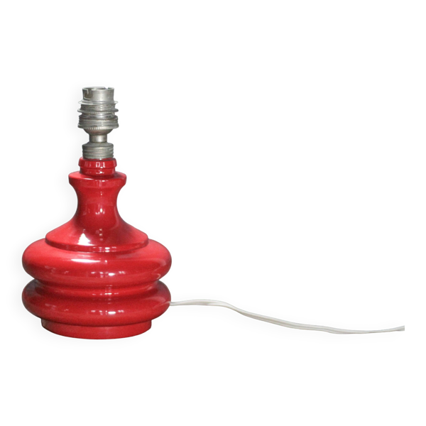 Lampe en verre couleur rouge vintage, lampe à poser, lampe de chevet