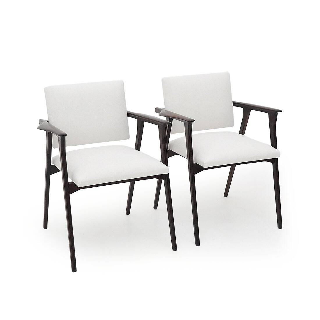 Vintage chaise longues with wooden armrests, 1950s, set of 2