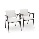 Vintage chaise longues with wooden armrests, 1950s, set of 2