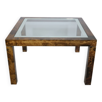Aldo Tura Design Coffee Table, made of Glass, Goatskin Leather, and Parchment – Side Table 1978