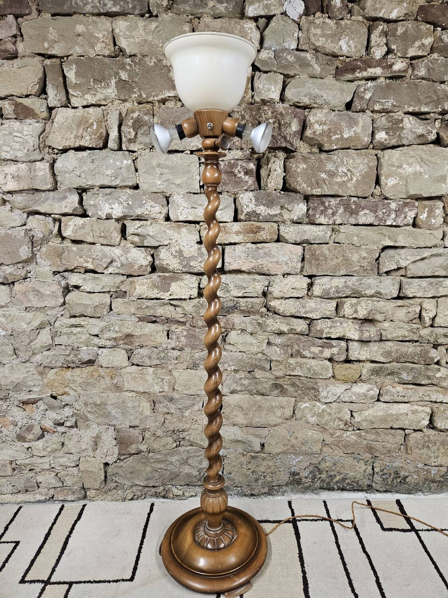 Lampadaire bois touné  Art Déco 1960