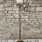 Lampadaire bois touné  Art Déco 1960