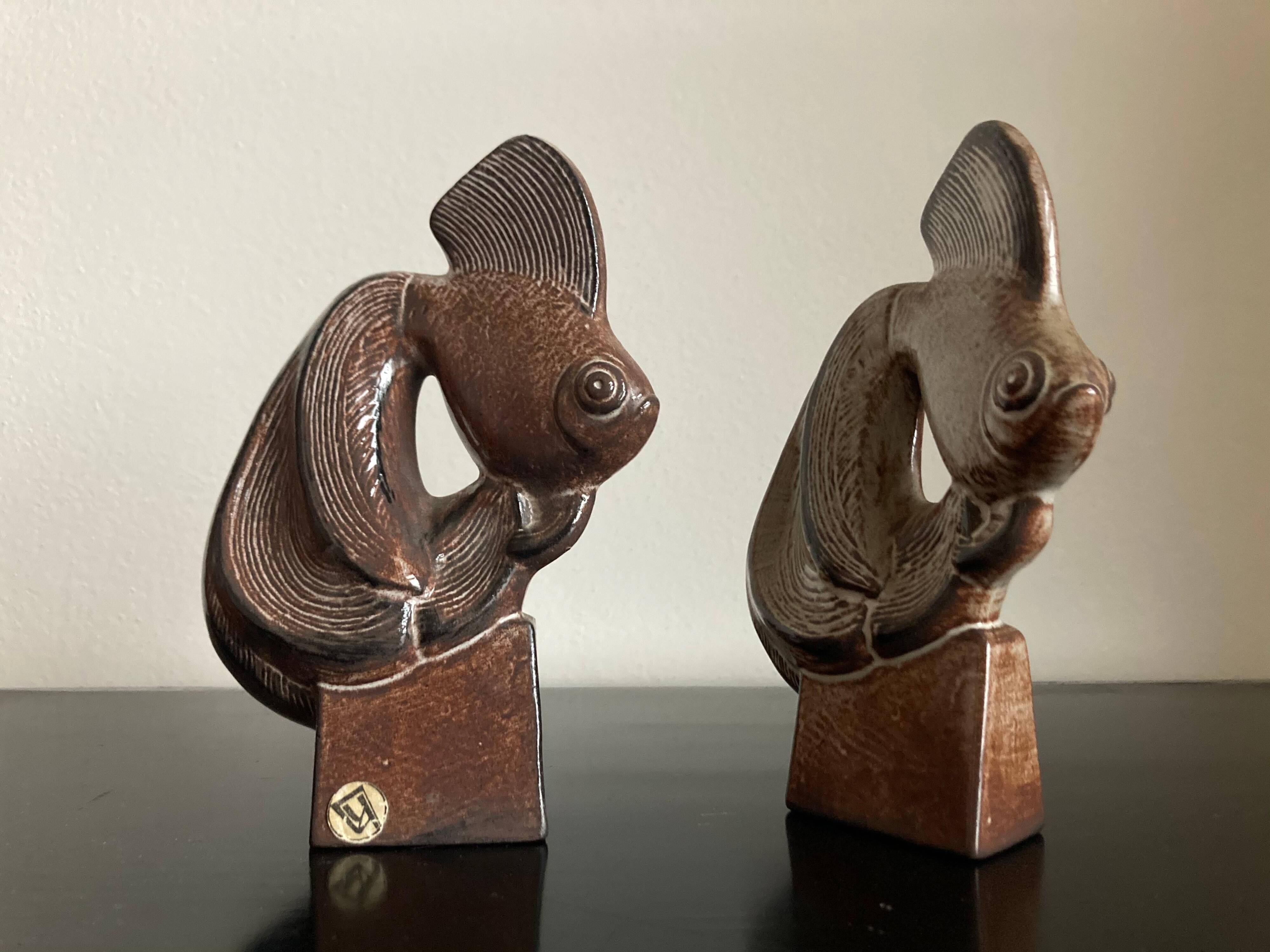 Set of two ceramic fish sculptures, 1960s