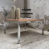 Modernist walnut and chrome coffee table