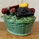 Vintage barbotine dish with fruit decorations