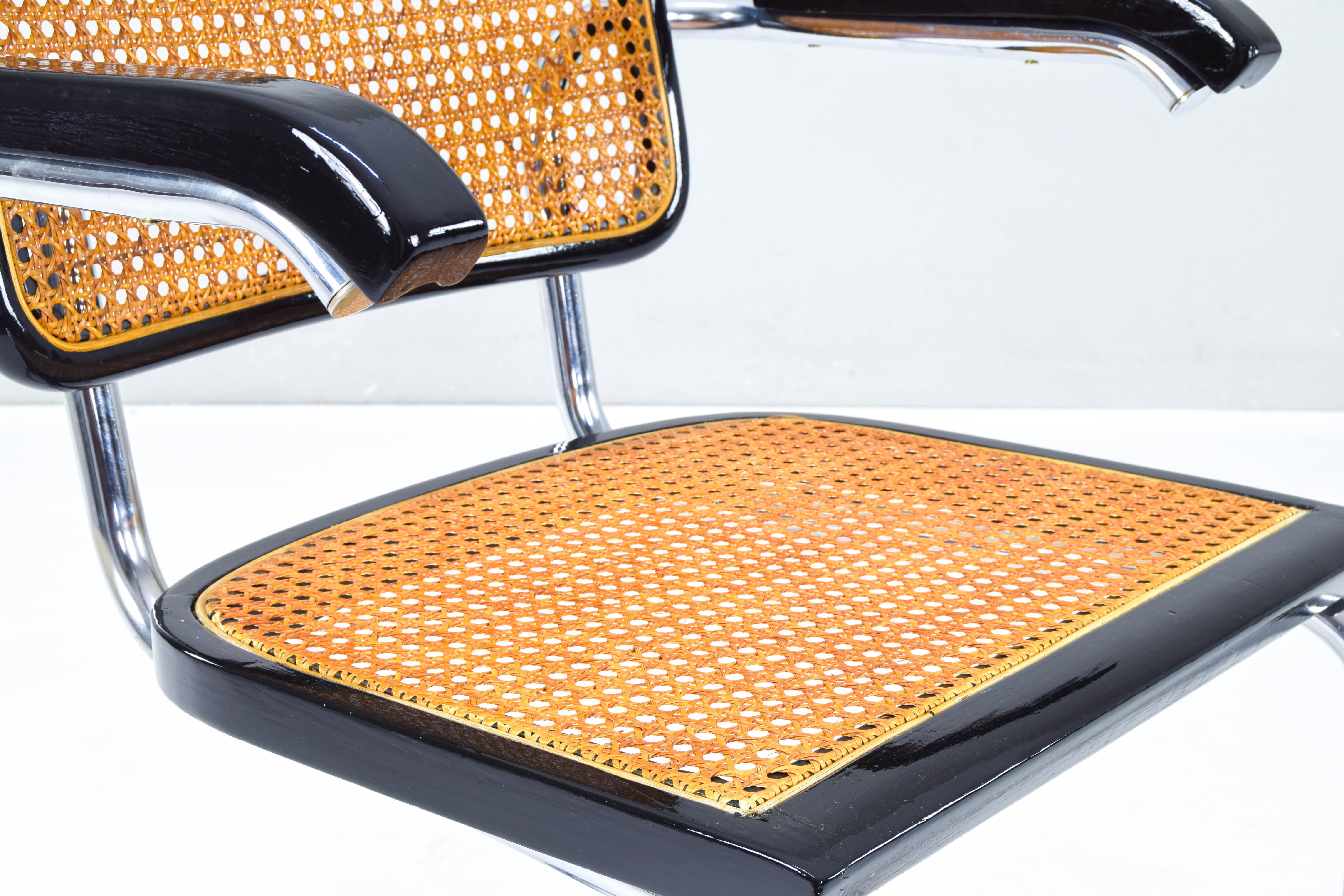 Mid-Century Italian Modern Marcel Breuer B64 Cesca Armchair Chair, 1970