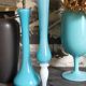 Duo de vases soliflores en opaline de foire vintages