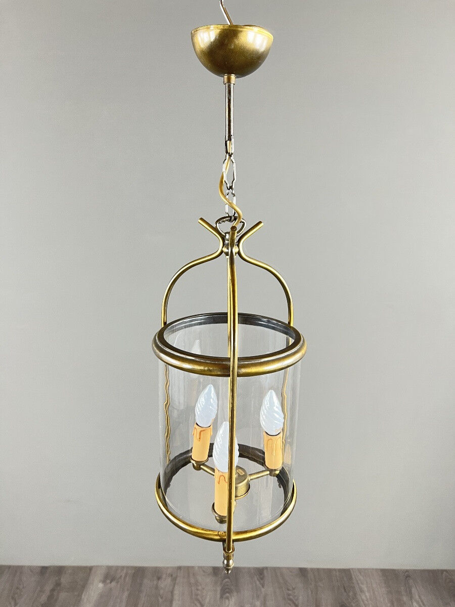 Brass and glass lantern, 20th century