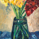 Glaïeul huile sur plaque 54 x 64 cm
