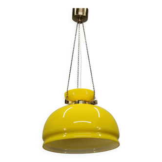 1970s Yellow Glass Pendant Light , Czechoslovakia