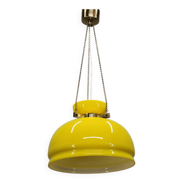 1970s Yellow Glass Pendant Light , Czechoslovakia