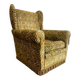 Vintage mustard yellow armchair / single-seater with fringes