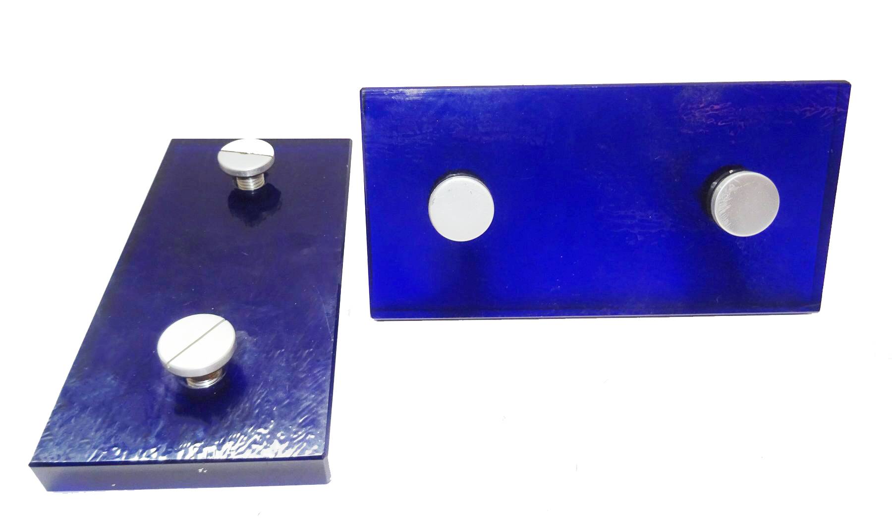 Vintage Door Handles • Solid Glass • Cobalt Blue • 1960