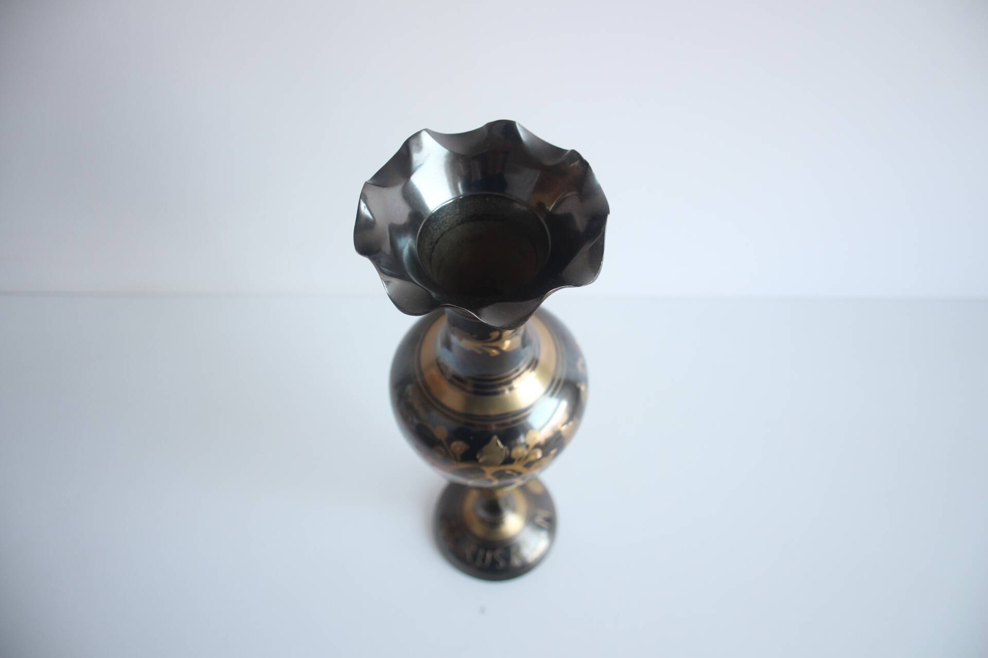 Vintage Metal, Brass Vase, India, handmade, 1960's.