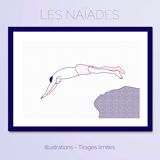 Illustration A4 naiade no. 6/8 bretagne baigneuse mer