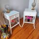 Pair of vintage 1970s rattan bedside tables