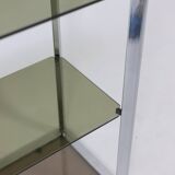 Pair of 6-shelf shelves with chrome-plated metal frames. 1970s.